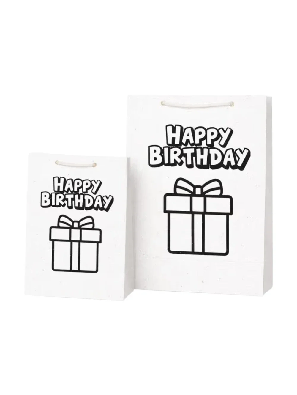 Plantable Birthday Gift Bags Set  White with Black Print